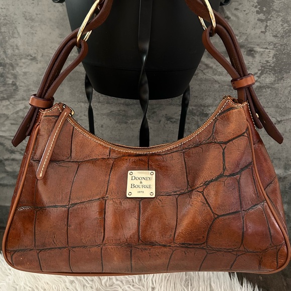 Dooney & Bourke Brown Crocodile-Embossed Women's Bag - Picture 1 of 16